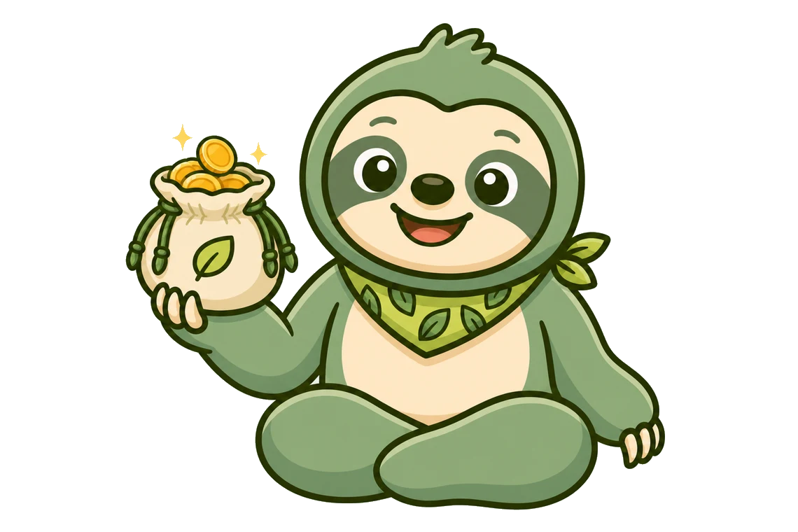 ZenGen sloth dropping coins into a reward pouch